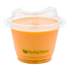Basic Nature Round Clear PLA Plastic 2-in-1 Straw or Sippy Cup Lid - Fits 9, 12 and 16 oz Drinking Cups, Compostable - 1000 count box