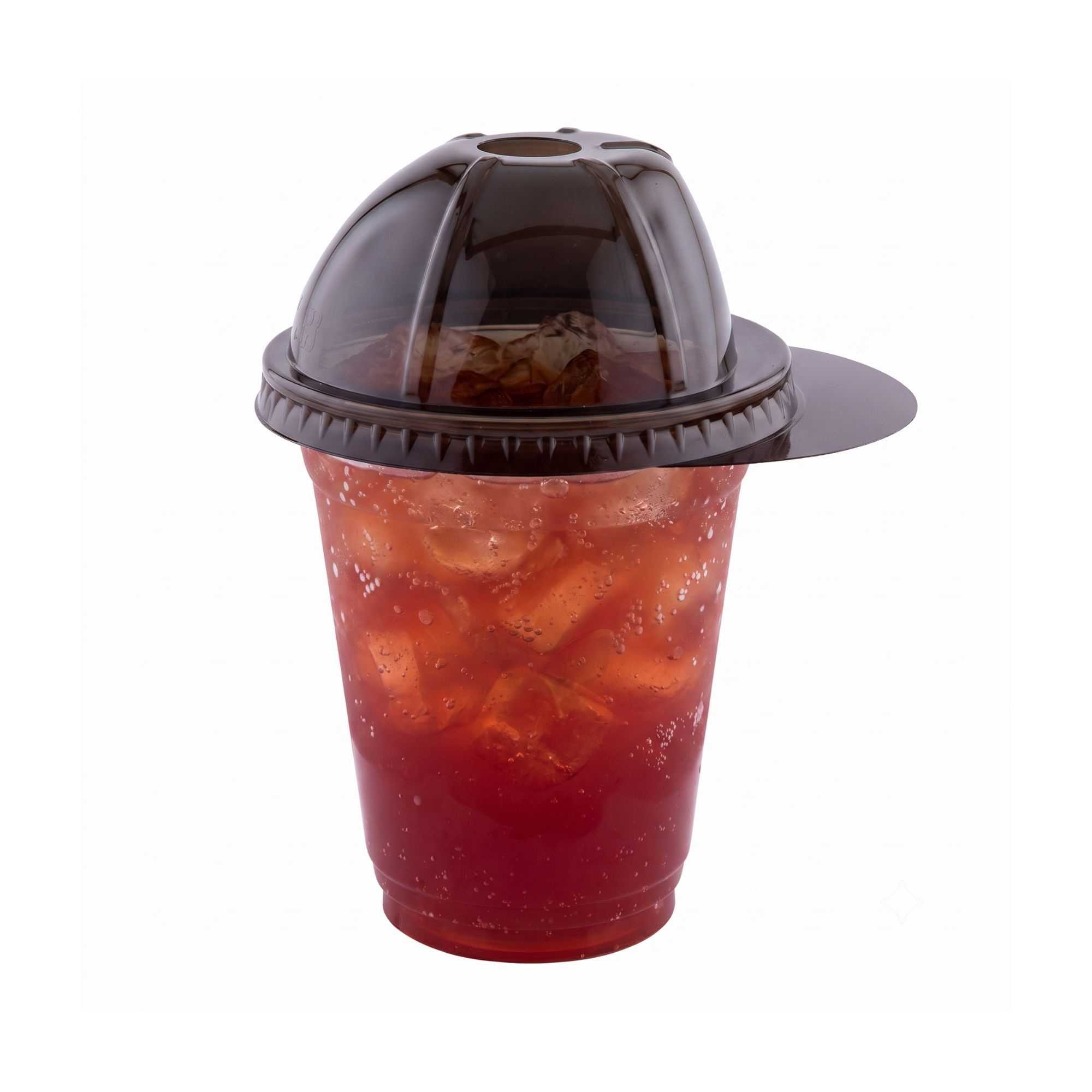 Visage Black Plastic Baseball Cap Dome Lid - Fits 9, 12 and 16 oz - 1000 count box