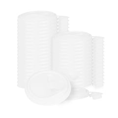 Bev Tek White Plastic Pop Lock Coffee Cup Lid - Fits 8, 12, 16 and 20 oz - 50 count box