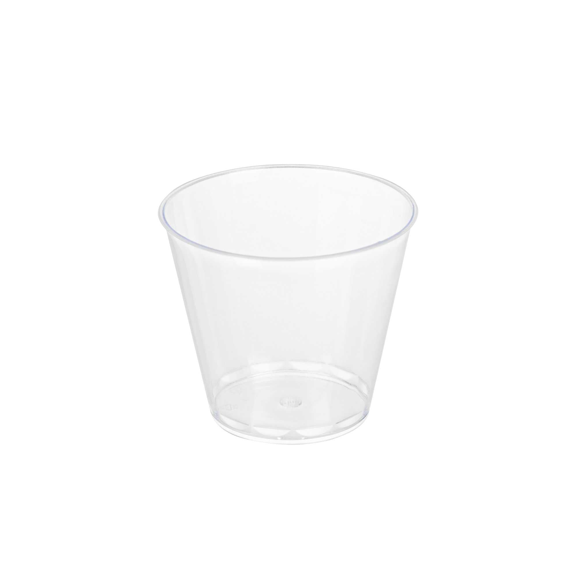 Mini Serve 4 oz Round Clear Plastic Arco Dessert Cup - 2 1/2" x 2 1/2" x 2 1/4" - 100 count box