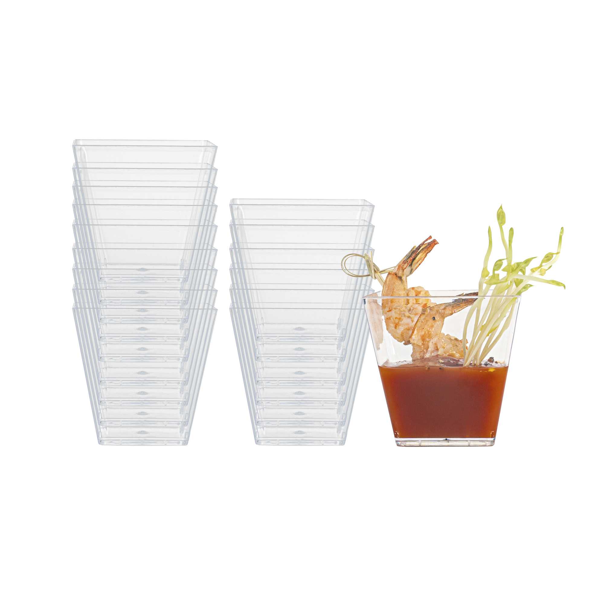Mini Serve 5 oz Square Clear Plastic Medium Kova Cup - 2 1/2" x 2 1/2" x 2 1/2" - 100 count box