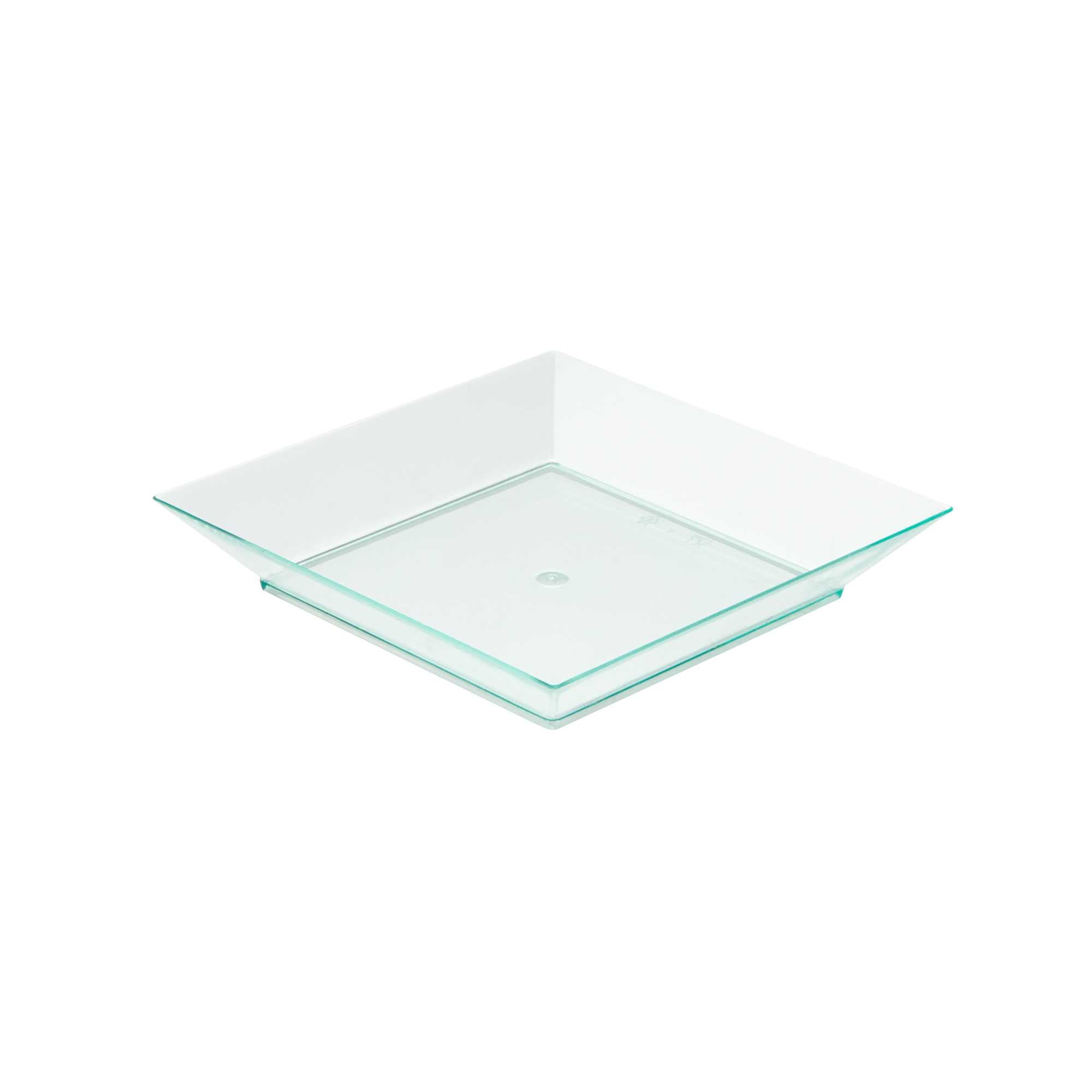 Mini Serve Square Seagreen Plastic Small Modern Plate - 4" x 4" x 1/2" - 100 count box