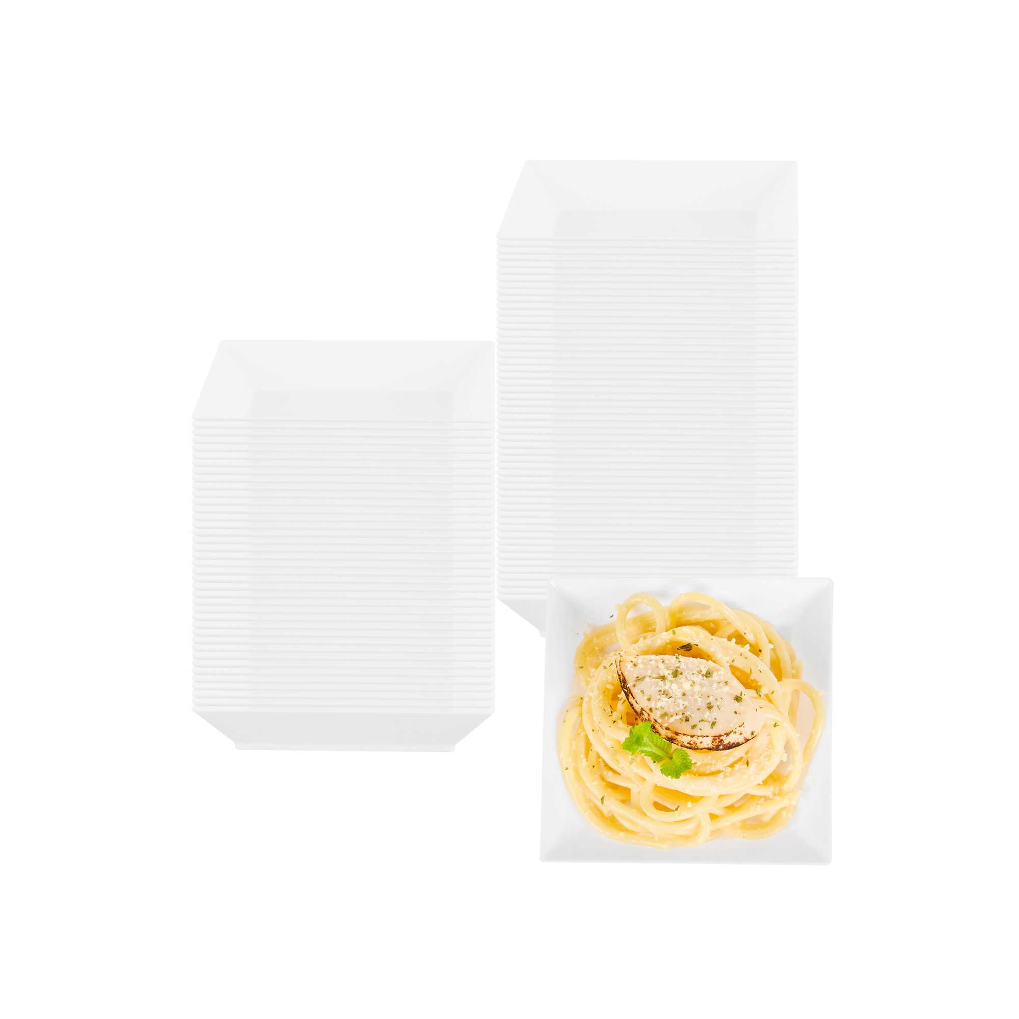 Mini Serve Square White Plastic Small Modern Plate - 4" x 4" x 1/2" - 100 count box