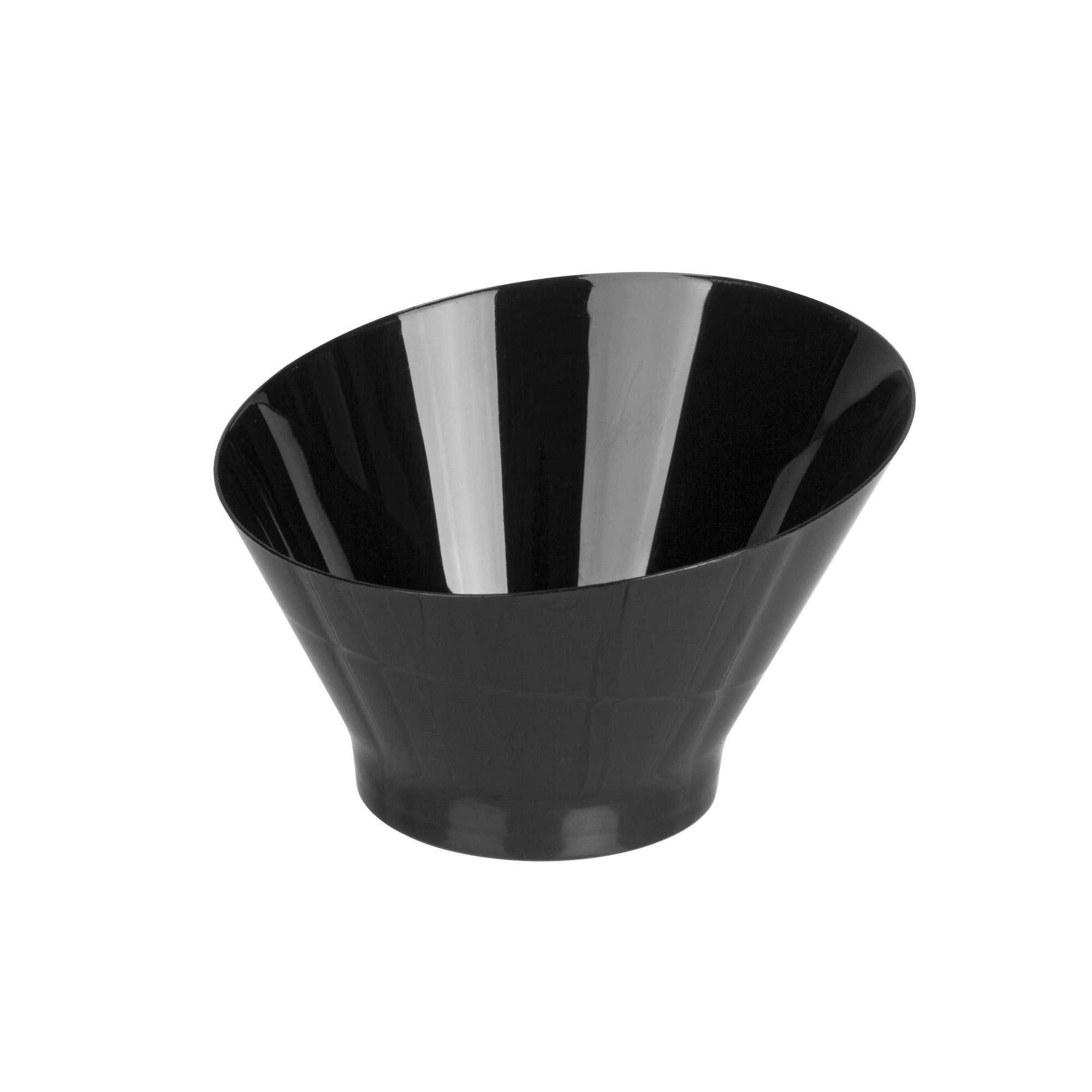 Mini Serve 5 oz Round Black Plastic Small Incline Bowl - 3 3/4" x 3 3/4" x 2 1/2" - 100 count box