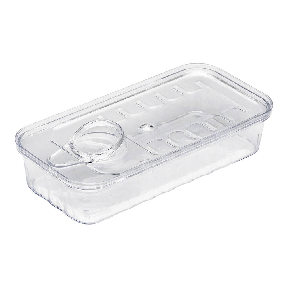 Mini Serve 2 oz Rectangle Clear Plastic Tin Can - with Lid - 4" x 2" x 1" - 100 count box