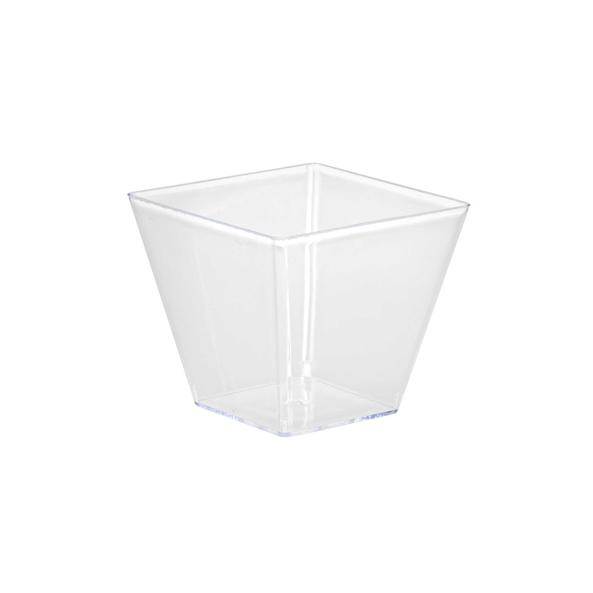 Mini Serve 4 oz Square Clear Plastic Small Kova Cup - 2 1/4" x 2 1/4" x 2" - 100 count box