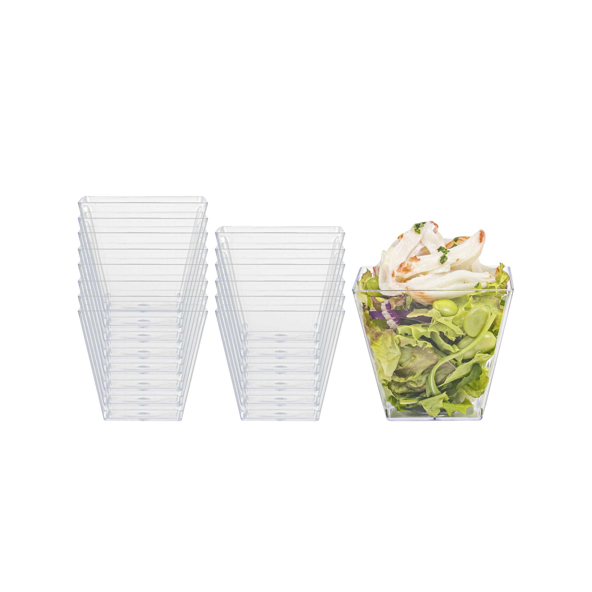 Mini Serve 4 oz Square Clear Plastic Small Kova Cup - 2 1/4" x 2 1/4" x 2" - 100 count box