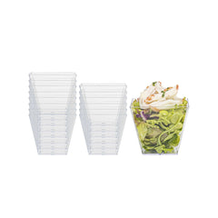 Mini Serve 4 oz Square Clear Plastic Small Kova Cup - 2 1/4