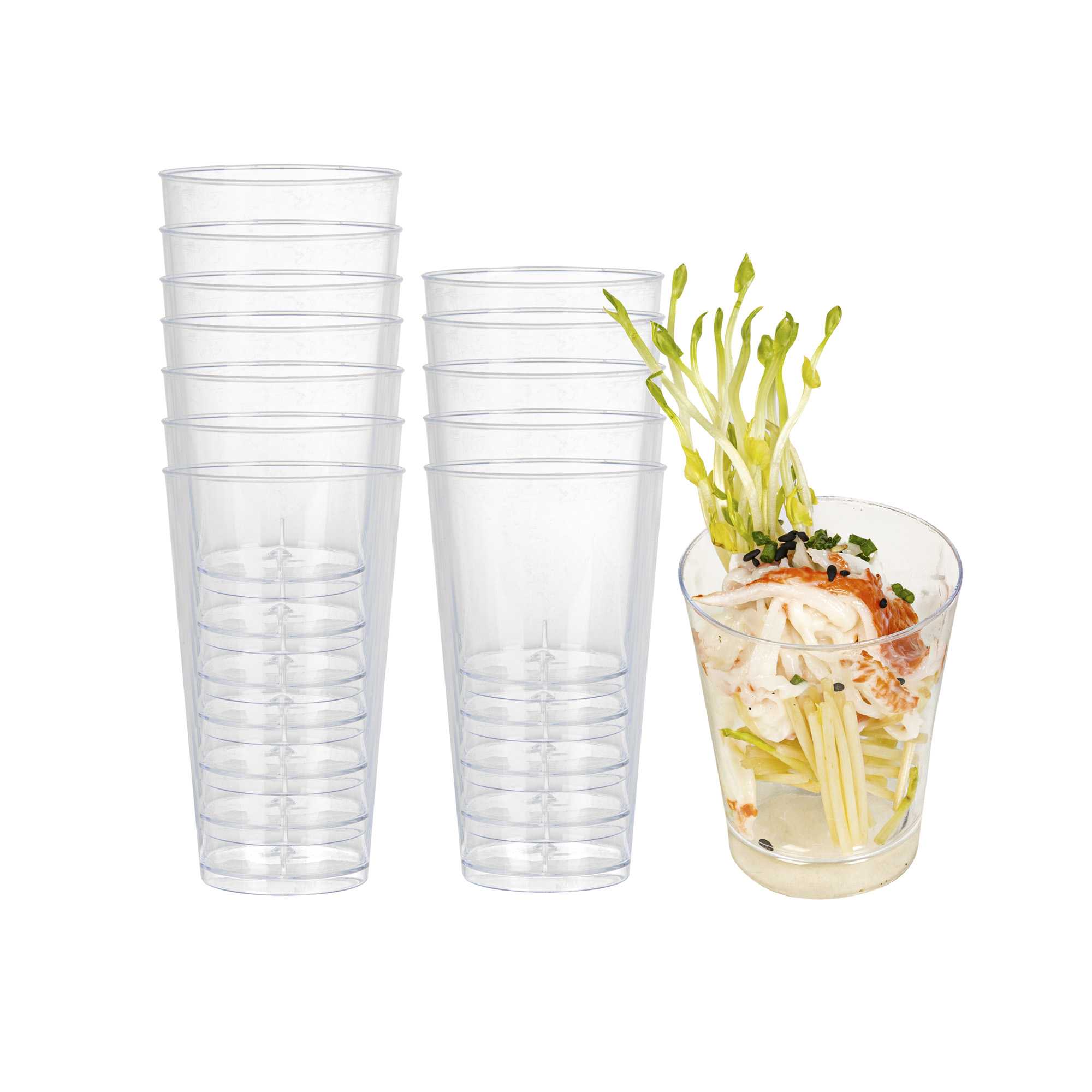 Mini Serve 3 oz Round Clear Plastic Cannello Dessert Glass - 1 3/4" x 1 3/4" x 3 1/4" - 100 count box