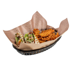 Oval Black Plastic Fast Food Serving Basket - 10 1/4