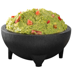 Chef 101 56 oz Black Thermal Plastic Molcajete Bowl - 8 3/4