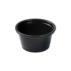 Chef 101 0.8 oz Round Black Plastic Portion Cup - 1 3/4