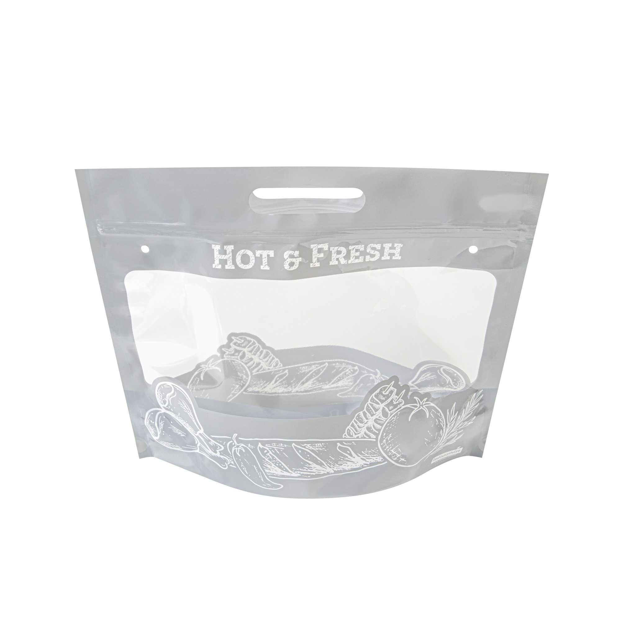 Bag Tek Gray Plastic Rotisserie Chicken / Hot Food Bag - Hot & Fresh - 12 3/4" x 5 3/4" x 10 1/4" - 100 count box