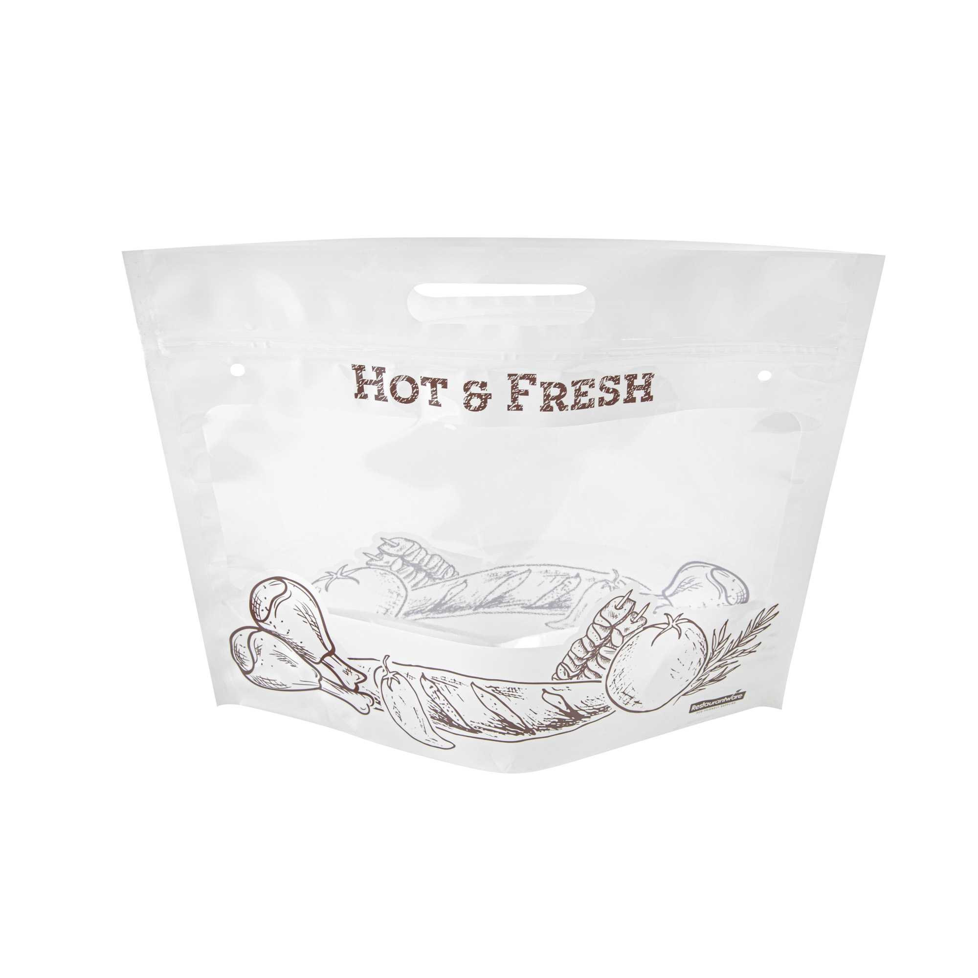 Bag Tek White Plastic Rotisserie Chicken / Hot Food Bag - Hot & Fresh - 12 3/4" x 5 3/4" x 10 1/4" - 100 count box