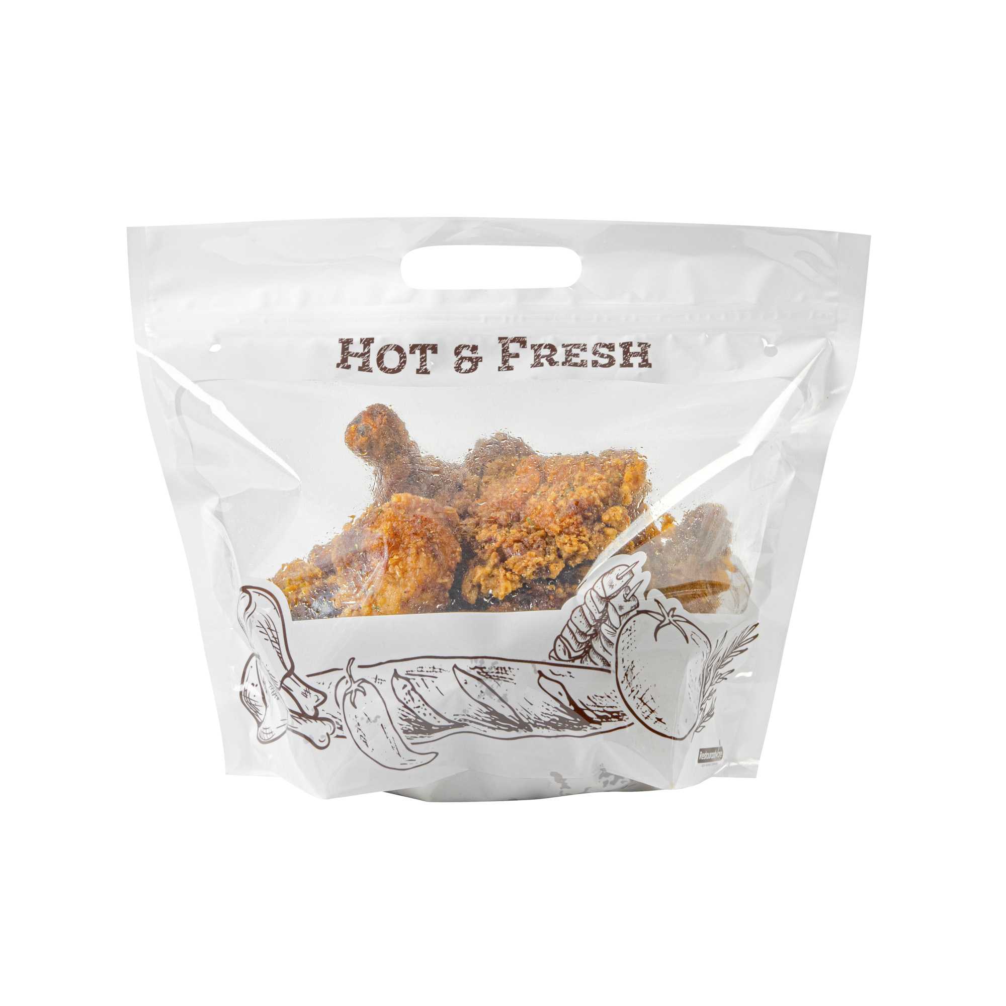 Bag Tek White Plastic Rotisserie Chicken / Hot Food Bag - Hot & Fresh - 12 3/4" x 5 3/4" x 10 1/4" - 100 count box