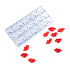 Pastry Tek Polycarbonate Sexy Lips Candy / Chocolate Mold - 21-Compartment - 10 count box