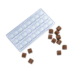 Pastry Tek Polycarbonate Ridged Cylinder Candy / Chocolate Mold - 24-Compartment - 1 count box