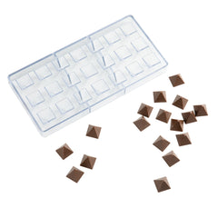 Pastry Tek Polycarbonate Pyramid Candy / Chocolate Mold - 21-Compartment - 10 count box