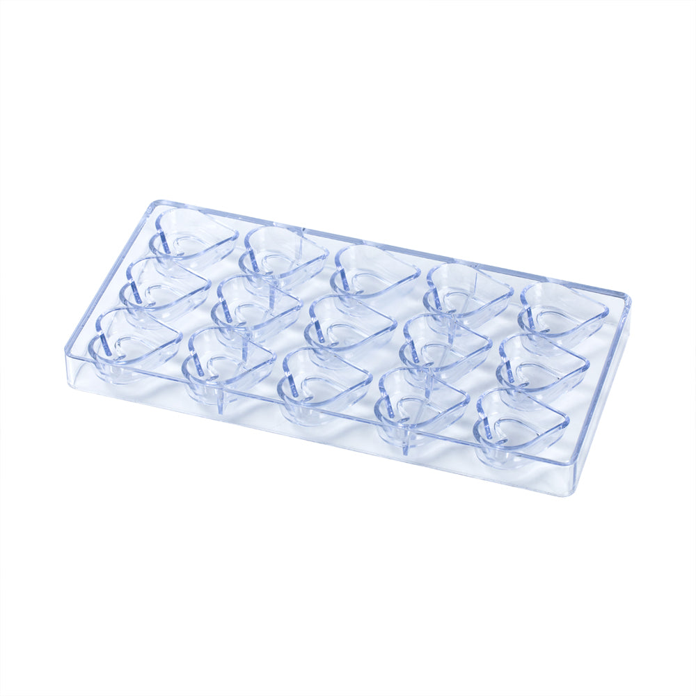 Pastry Tek Polycarbonate Heart Outline Candy / Chocolate Mold - 15-Compartment - 1 count box