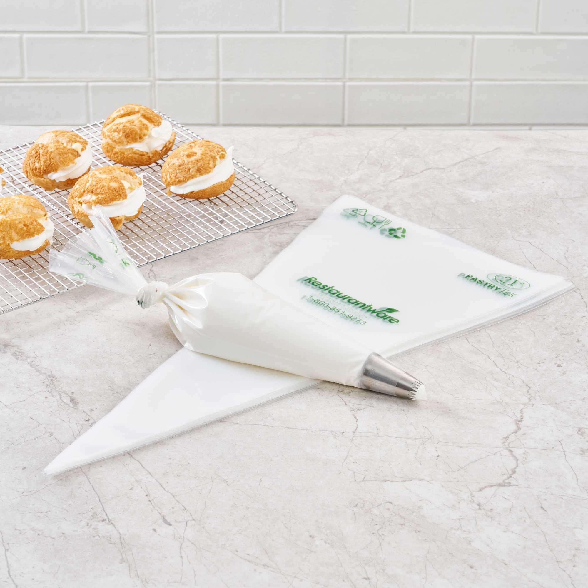 Pastry Tek Clear Plastic Pastry Piping Bag - Recyclable - 21" x 10 3/4" - 100 count box