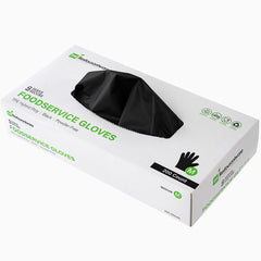 Serve Secure Black TPE Hybrid Plastic Medium Foodservice Glove - Latex Free, Powder Free - 10 1/4