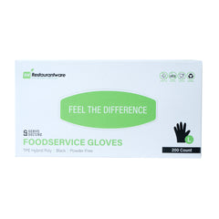 Serve Secure Black TPE Hybrid Plastic Large Foodservice Gloves - Latex Free, Powder Free - 10