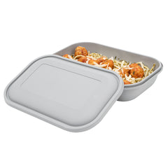 Futura 34 oz Matte Gray Plastic Tamper-Evident Take Out Container - with Lid, Microwavable - 8 3/4