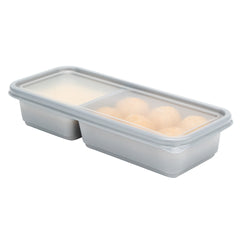 Futura 20 oz Silver Plastic Wide 2-Compartment Catering Container - with Clear Lid, Microwavable - 8 3/4