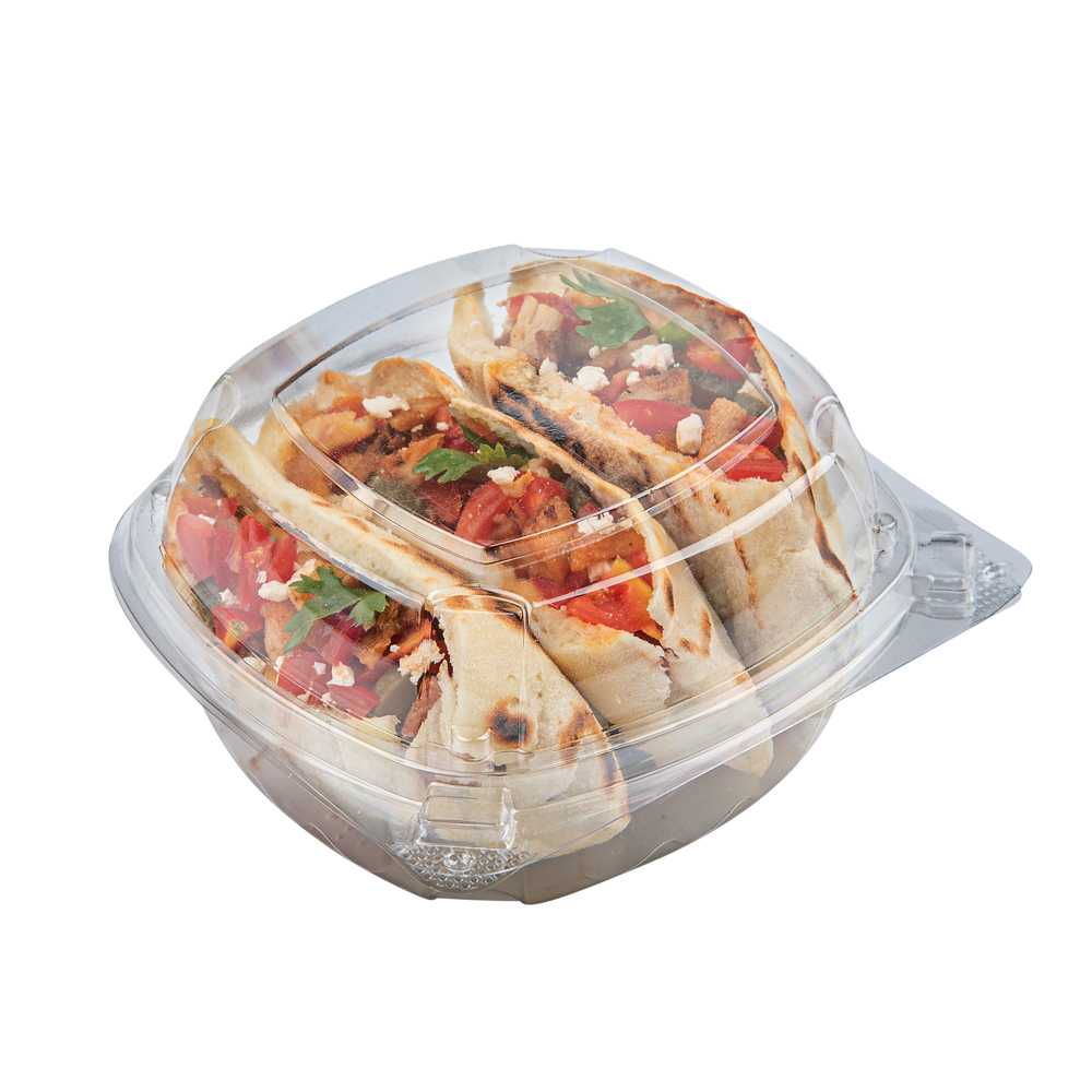 Thermo Tek 19 oz Rectangle Clear Plastic Clamshell Container - Anti-Fog - 6" x 5 1/2" x 2 3/4" - 50 count box