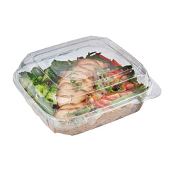 Thermo Tek 39 oz Square Clear Plastic Clamshell Container - Anti-Fog - 7 3/4