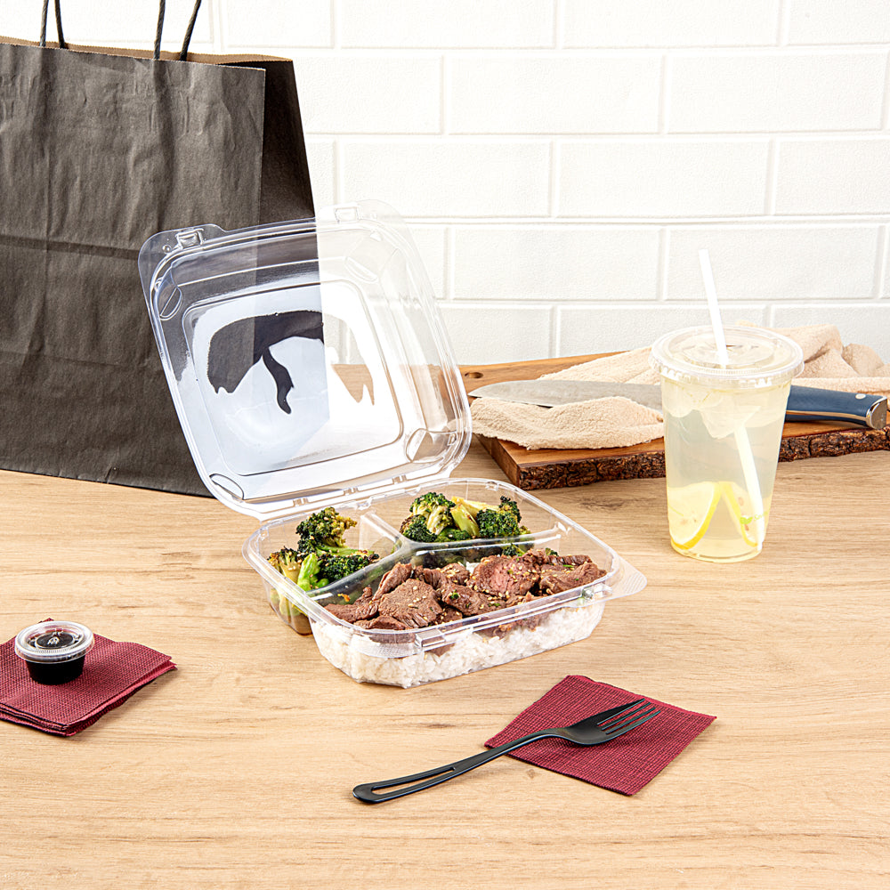 Thermo Tek 34 oz Square Clear Plastic Clamshell Container - 3 ...