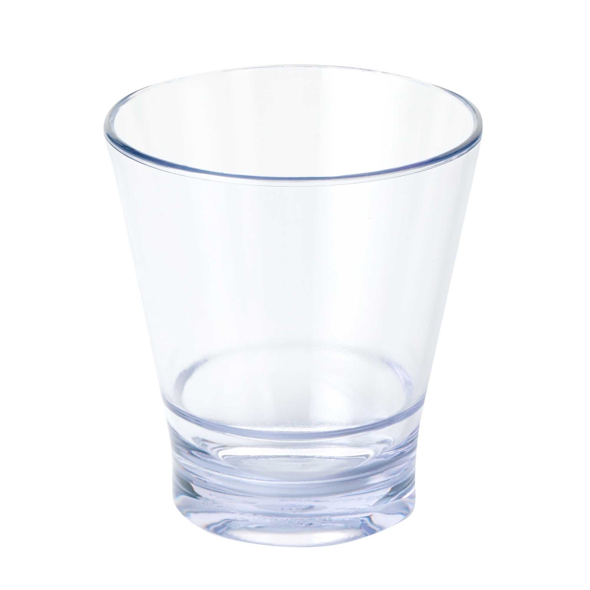 Bev Tek 9 oz SAN Plastic Old Fashioned Glass - Stackable - 3 1/2" x 3 1/2" x 3 3/4" - 12 count box