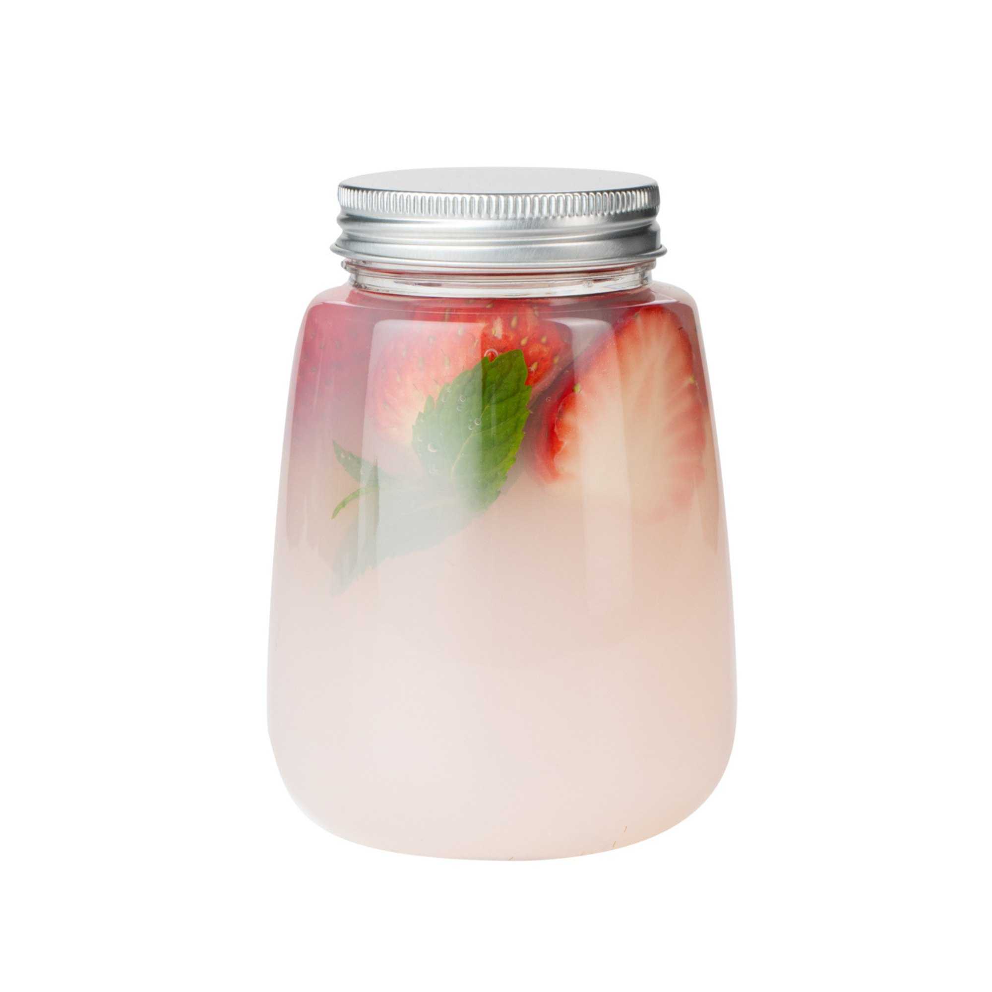 Bottle Tek 12 oz Clear Plastic Candy Jar / Juice Bottle - with Aluminum Lid - 3" x 3" x 4" - 100 count box