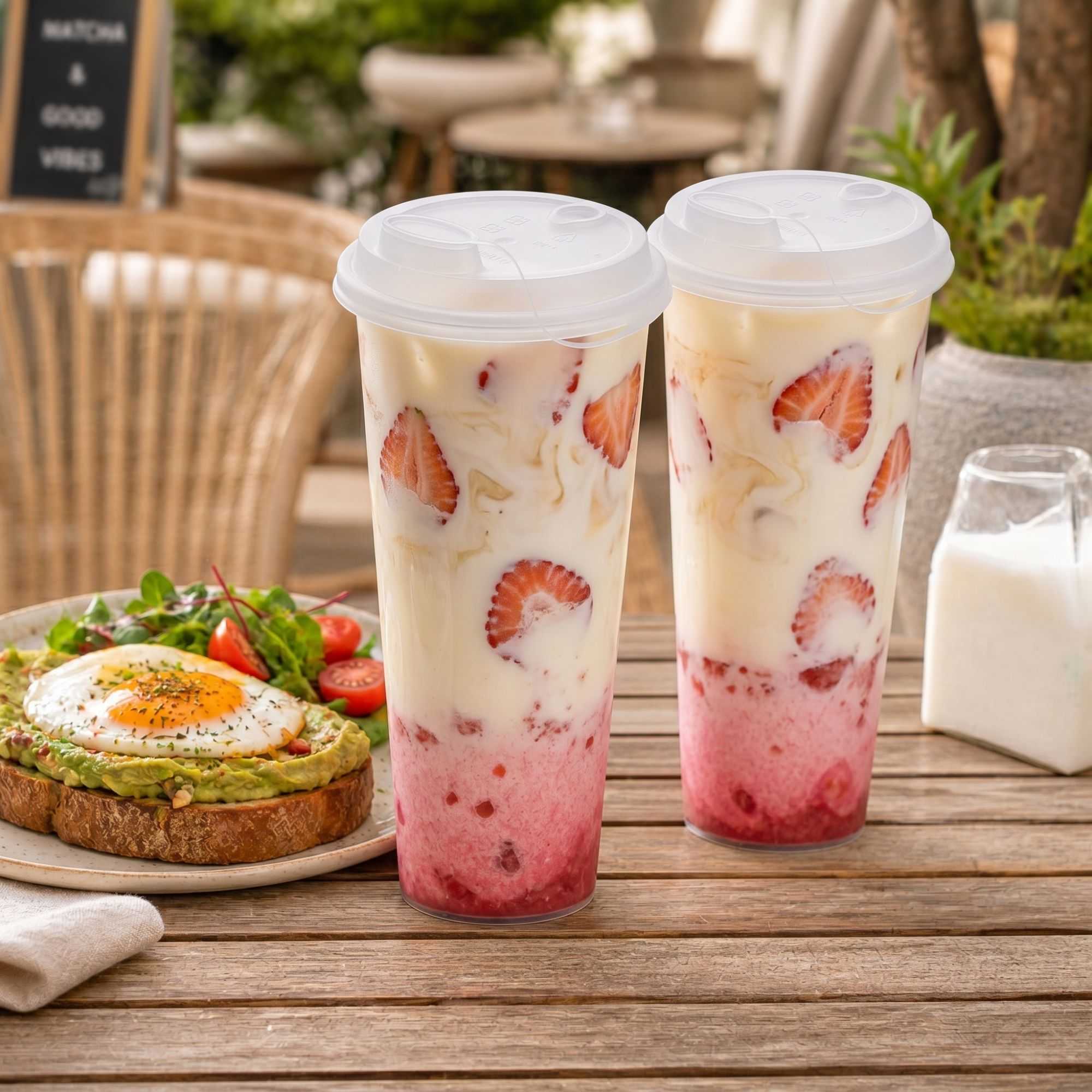 Bev Tek Clear Plastic 2-in-1 Straw or Sippy Cup Lid - with Two Plugs, Fits 12, 16 and 24 oz - 25 count box