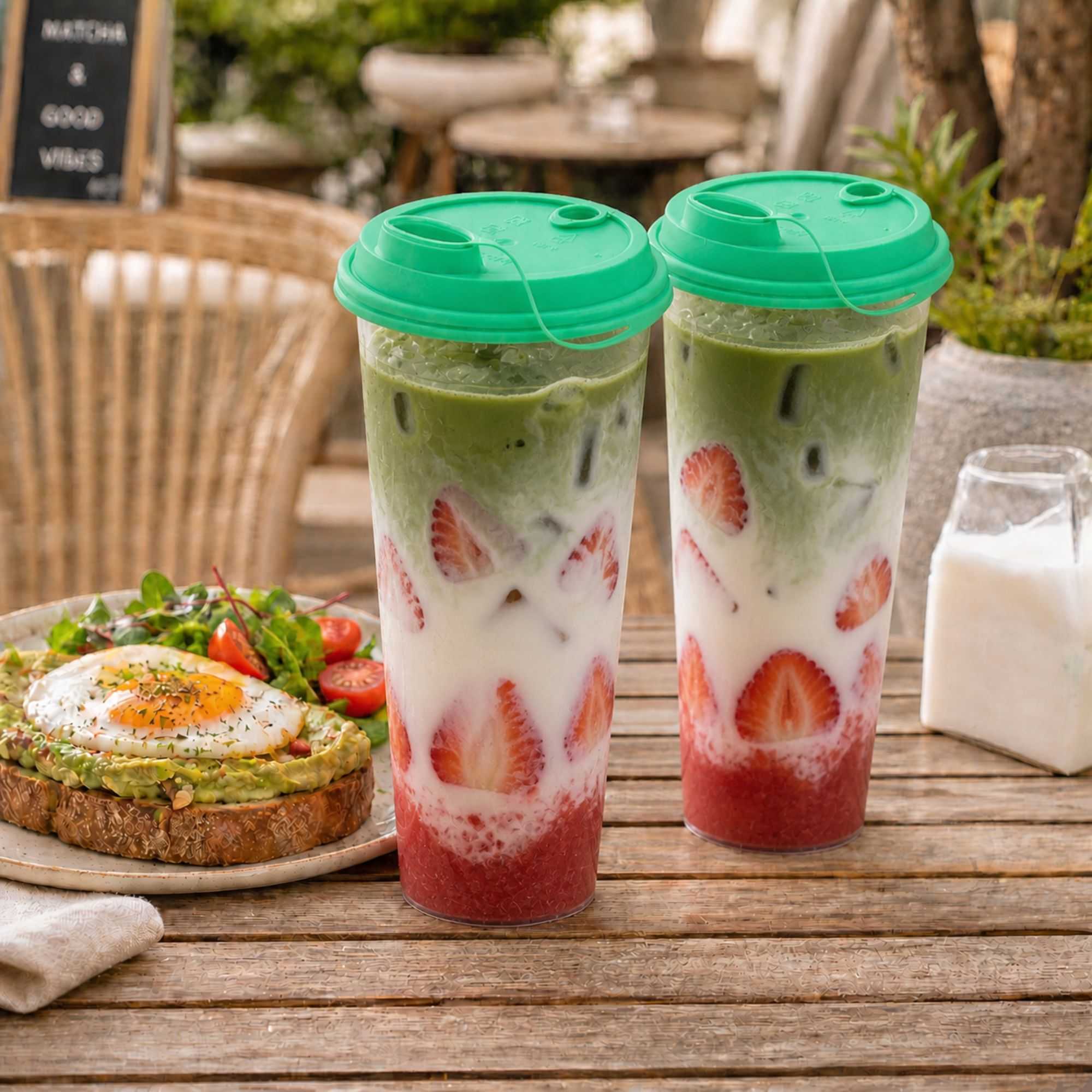 Bev Tek Green Plastic 2-in-1 Straw or Sippy Cup Lid - with Two Plugs, Fits 12, 16 and 24 oz - 500 count box