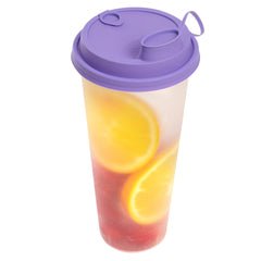 Bev Tek Purple Plastic 2-in-1 Straw or Sippy Cup Lid - with Two Plugs, Fits 12, 16 and 24 oz - 500 count box