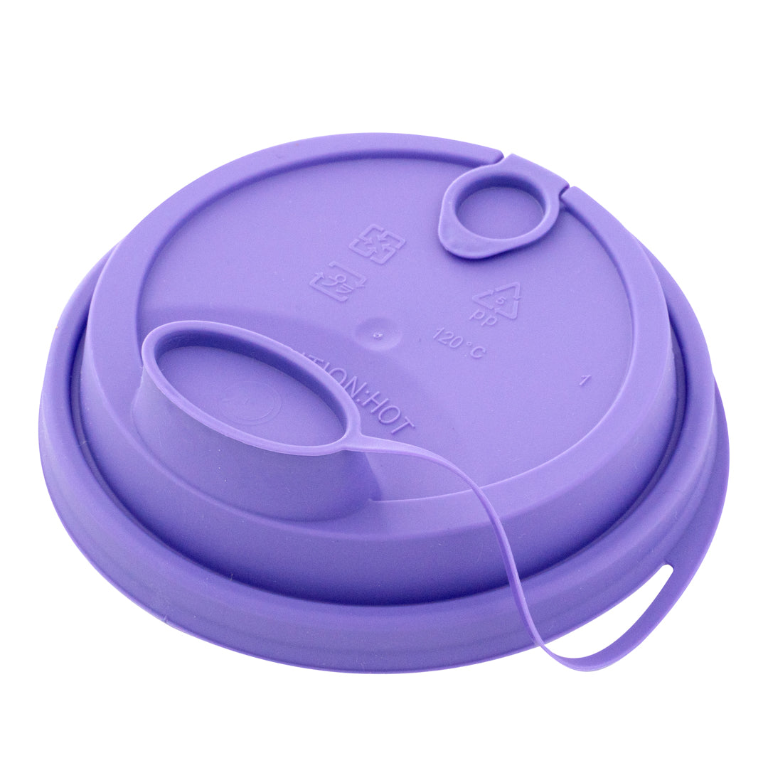 Bev Tek Purple Plastic 2-in-1 Straw or Sippy Cup Lid - with Two Plugs, Fits 12, 16 and 24 oz - 25 count box