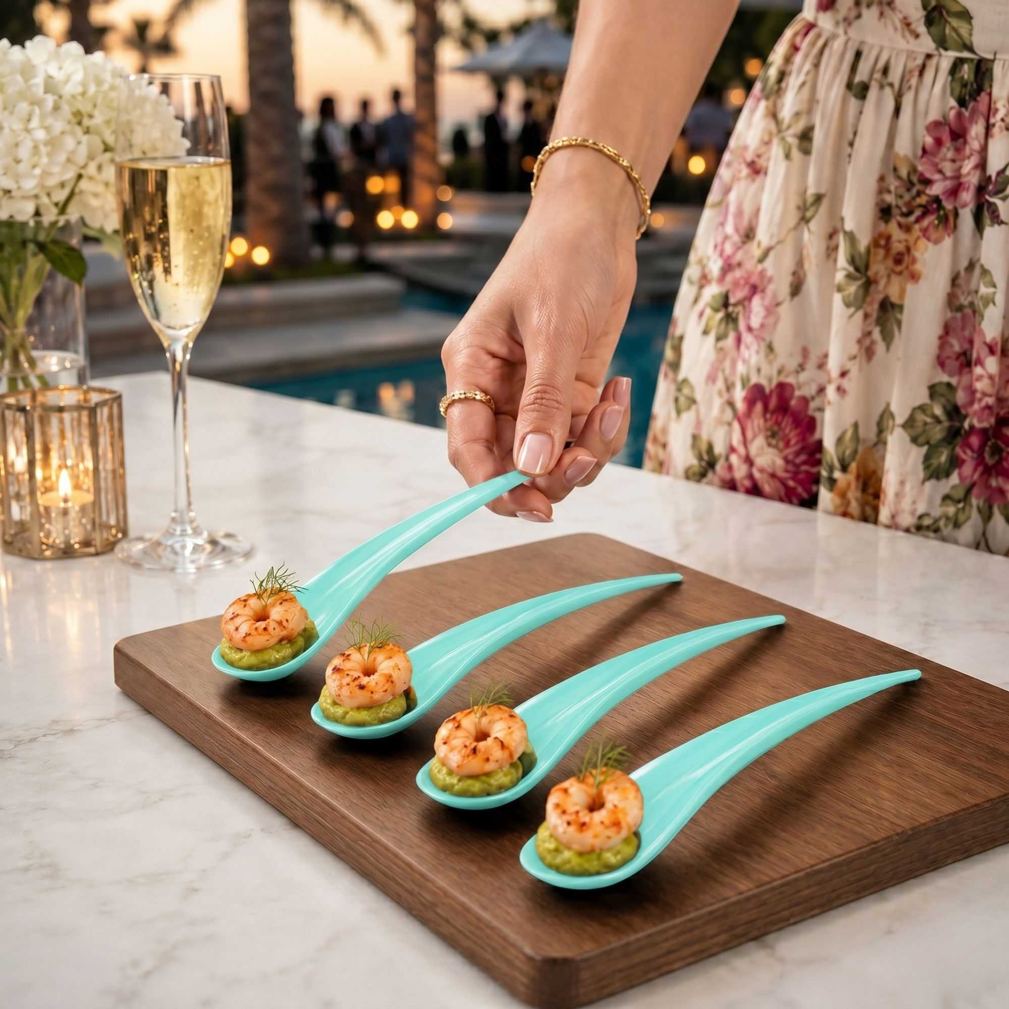 Chef 101 Teal Plastic Deco Party Spoon - 8" - 500 count box