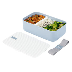 Bento Tek 34 oz Blue Buddha Box Lunch Container - with White Lid - 7 1/2