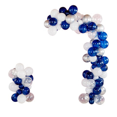Balloonify Navy, White and Silver Balloon Arch / Garland Kit - 122 Pieces - 1 count box