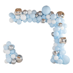 Balloonify Blue, White and Silver Balloon Arch / Garland Kit - 142 Pieces - 1 count box