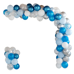 Balloonify Blue, Silver and White Balloon Arch / Garland Kit - 104 Pieces - 1 count box