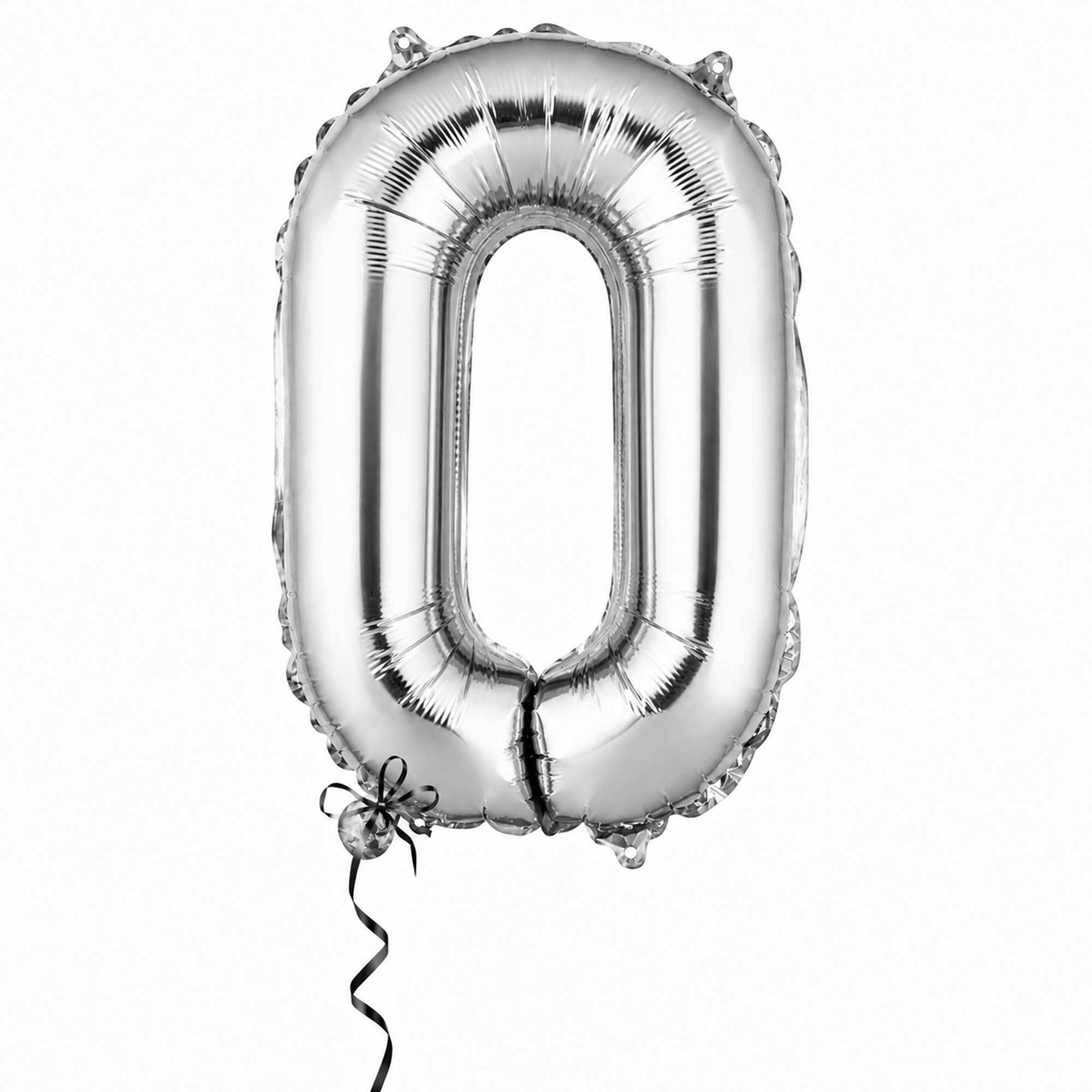 Balloonify Silver Mylar Number 0 Balloon - 16" - 1 count box