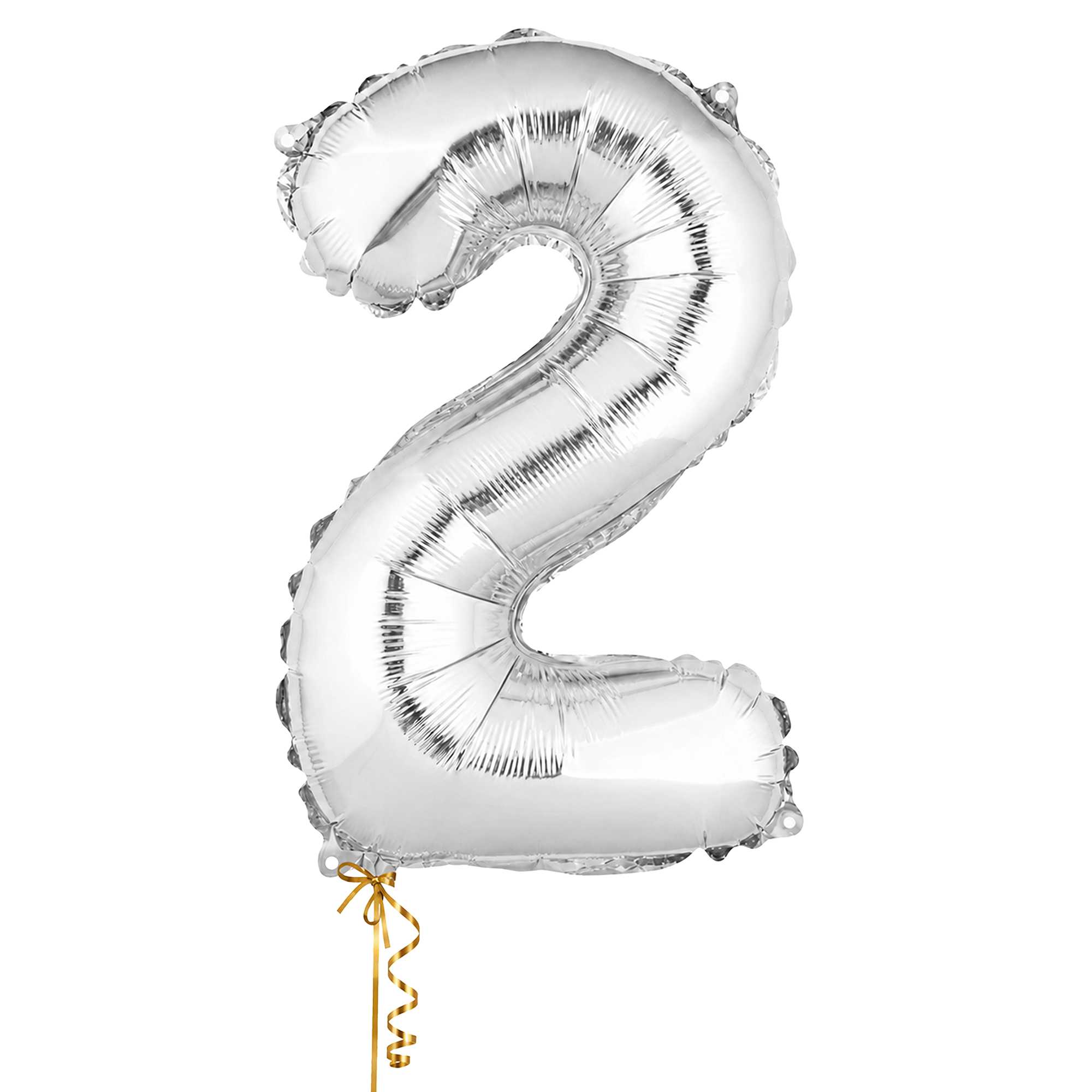 Balloonify Silver Mylar Number 2 Balloon - 16" - 1 count box