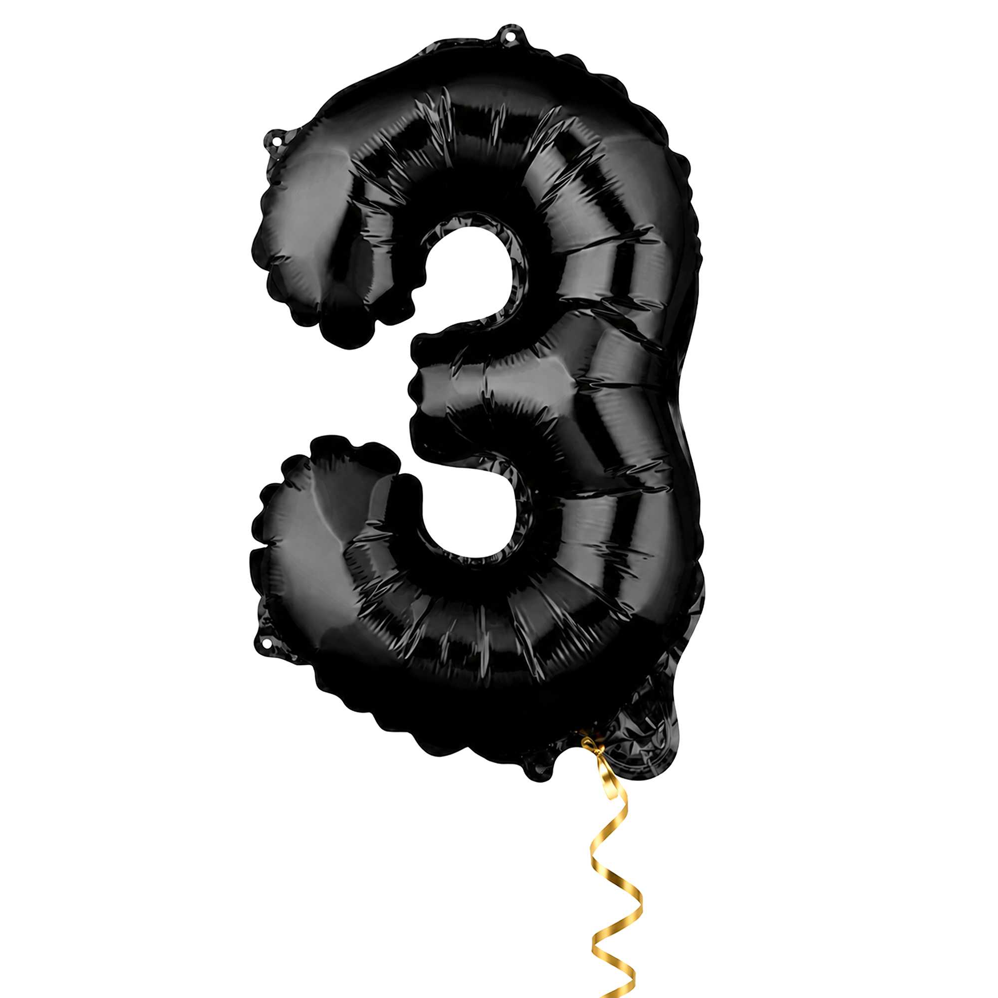 Balloonify Black Mylar Number 3 Balloon - 16" - 1 count box