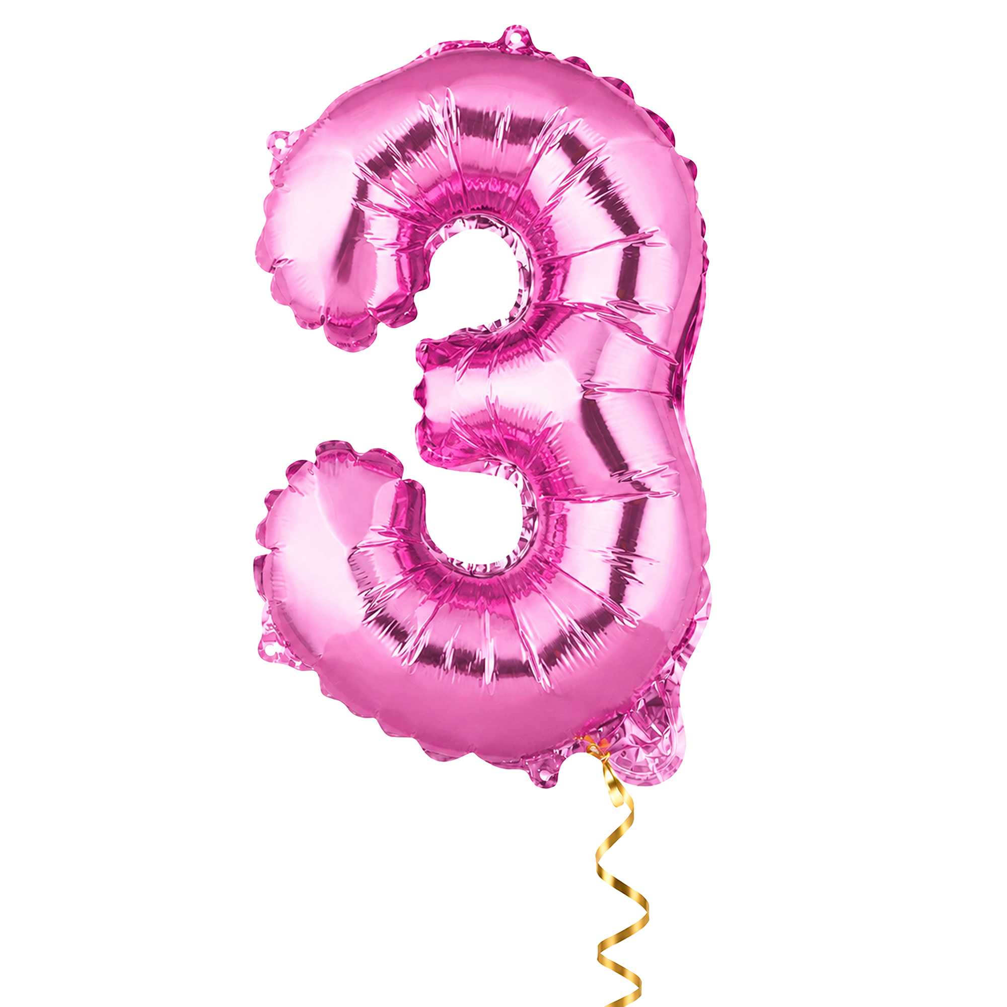 Balloonify Pink Mylar Number 3 Balloon - 16" - 1 count box