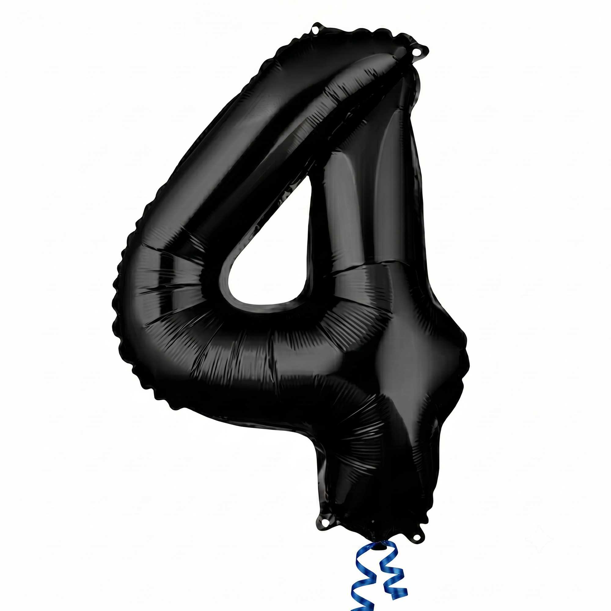 Balloonify Black Mylar Number 4 Balloon - 16" - 1 count box