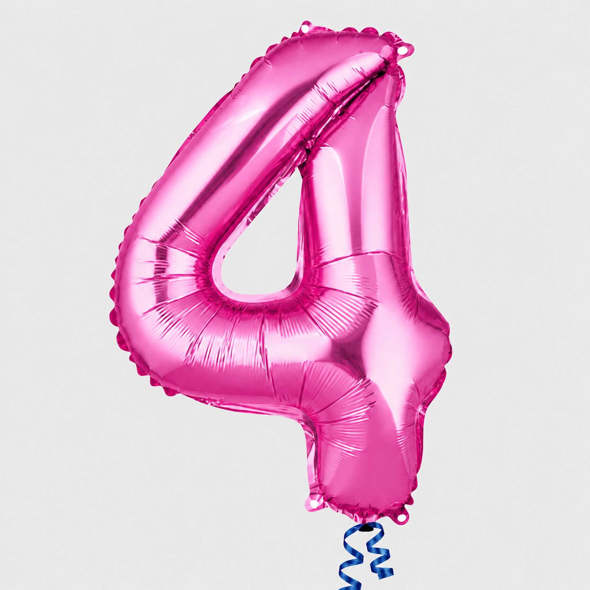 Balloonify Pink Mylar Number 4 Balloon - 16" - 1 count box