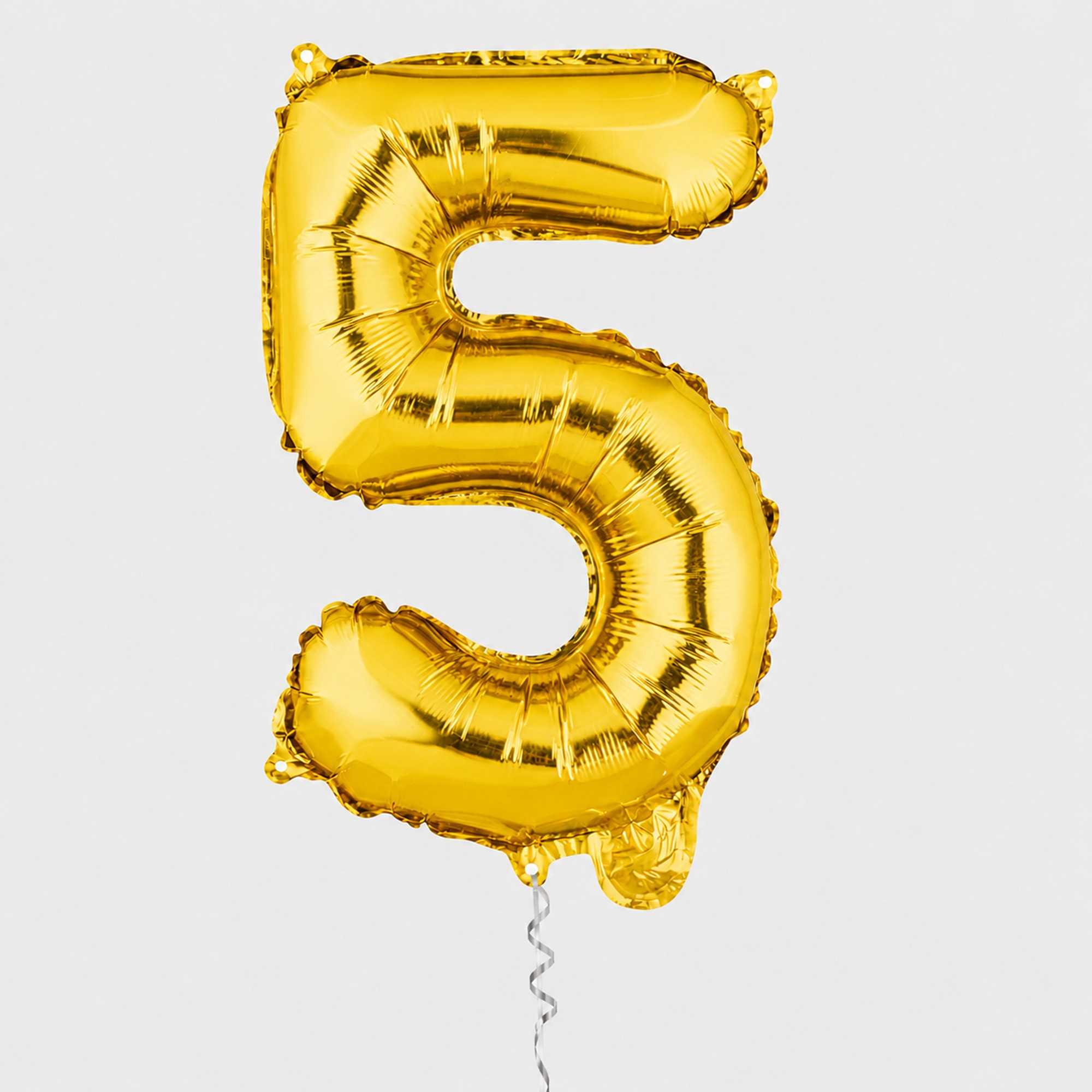 Balloonify Gold Mylar Number 5 Balloon - 16" - 1 count box