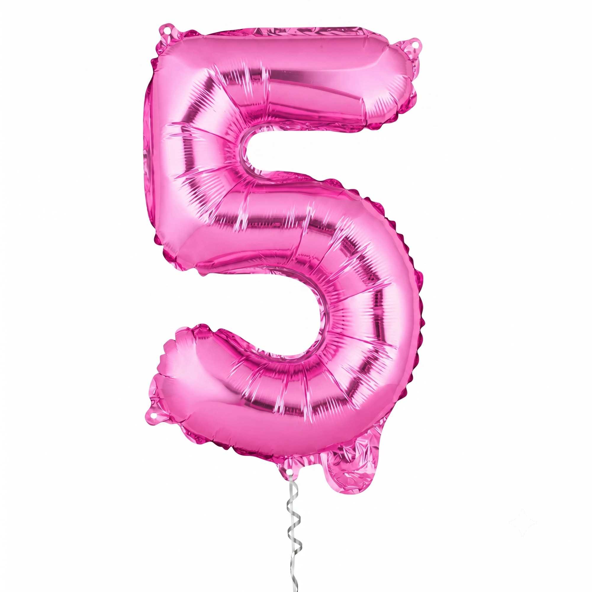 Balloonify Pink Mylar Number 5 Balloon - 16" - 1 count box